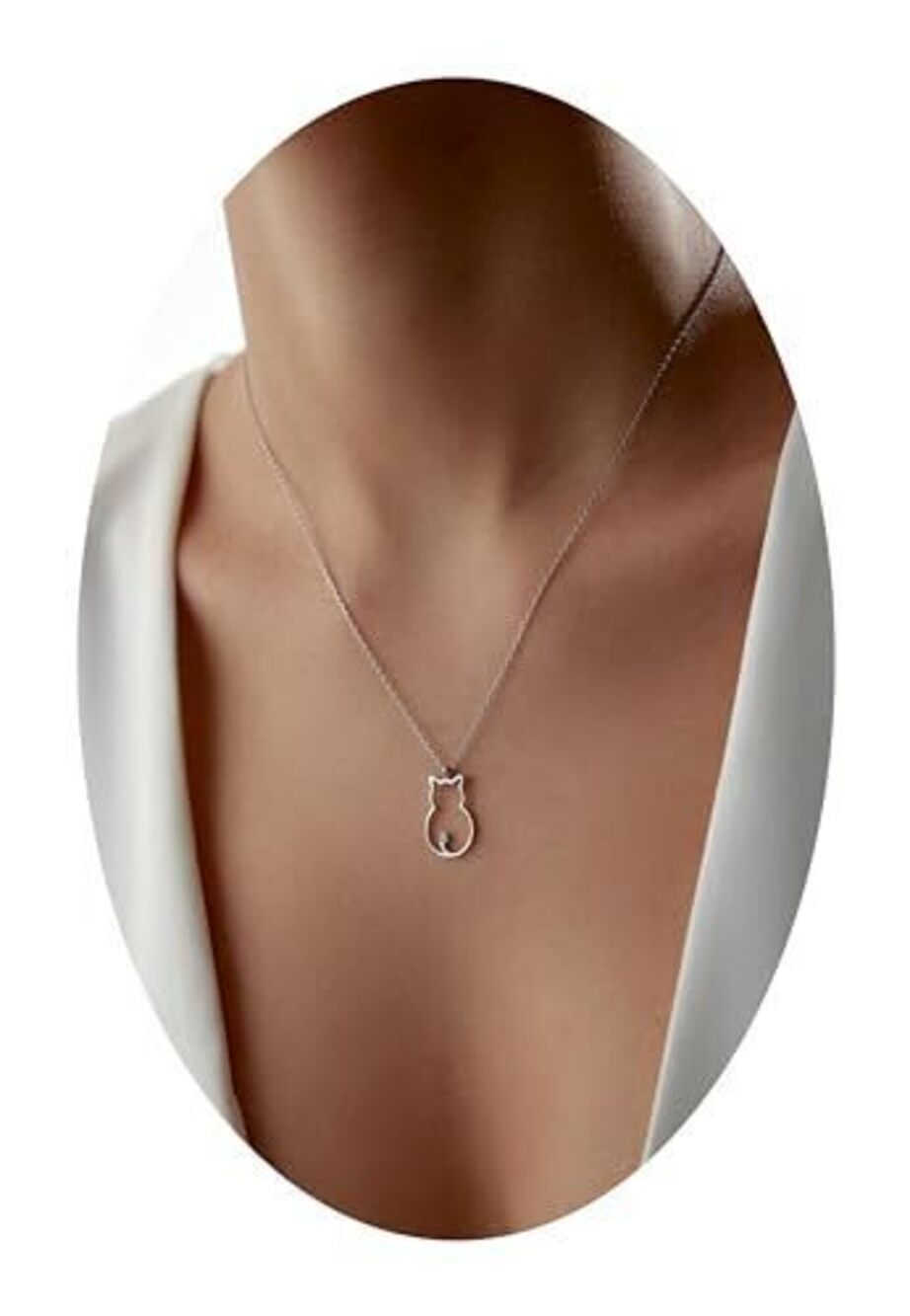 7720 Cat Lovers Necklace Silver 18k gold plated Sterling Silver, minimal